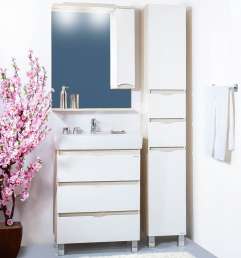 Комплект мебели Бриклаер Токио 60 светлая лиственница, белый глянец