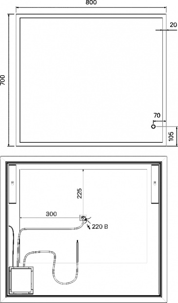 Зеркало Iddis Brick 80 c термообогревом и подсветкой