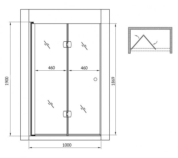 Душевая дверь GEMY DUTCH WINDMILL 100x190 (S37193D)