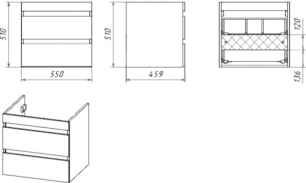 Комплект мебели Misty Фостер 55 подвесная, под стиральную машину