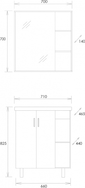 Комплект мебели Onika Тимбер 70.10 белая, дуб сонома