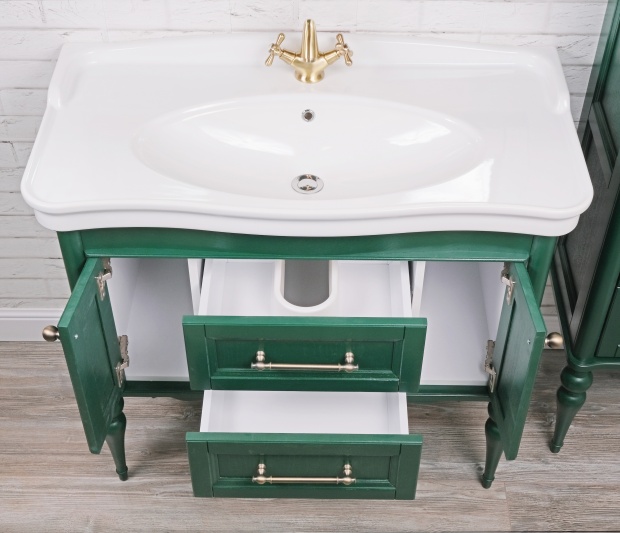 Комплект мебели ValenHouse Эстетика 100, зеленая, подвесная, ручки бронза