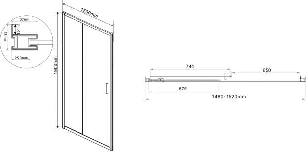 Душевая дверь в нишу Vincea Garda VDS-1G150CL 150 см, профиль хром, стекло прозрачное