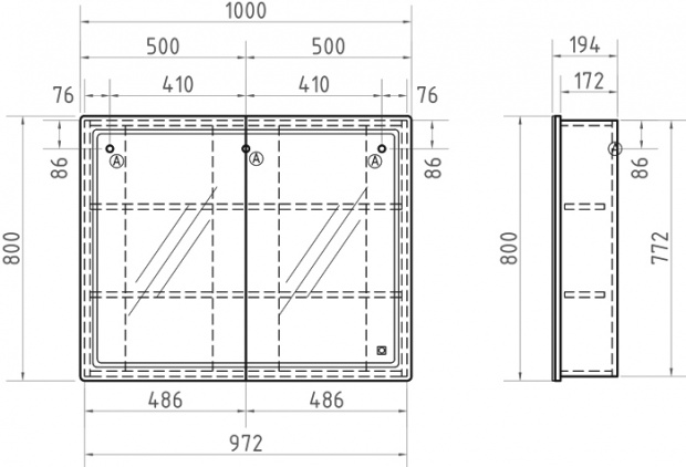 Зеркало-шкаф Vigo Geometry 100