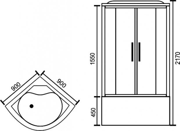 Душевая кабина гидромассажная Royal Bath BK 90x90 (RB 90BK2-T-CH)