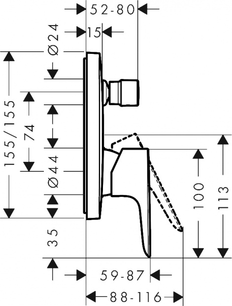 Смеситель для ванны с душем Hansgrohe Talis E (71745340)