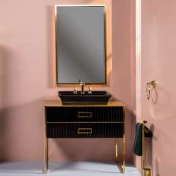 Комплект мебели Armadi Art Monaco 100 с золотой столешницей черная, золото