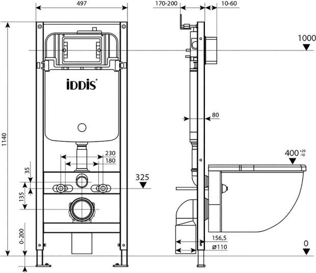 Инсталляция для унитазов IDDIS Optima Home OPH00MBi32K с кнопкой смыва, черная