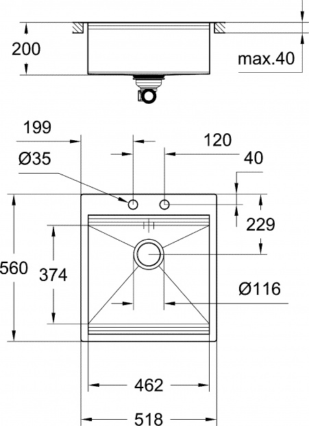 Мойка кухонная  Grohe K800 (31583SD0)