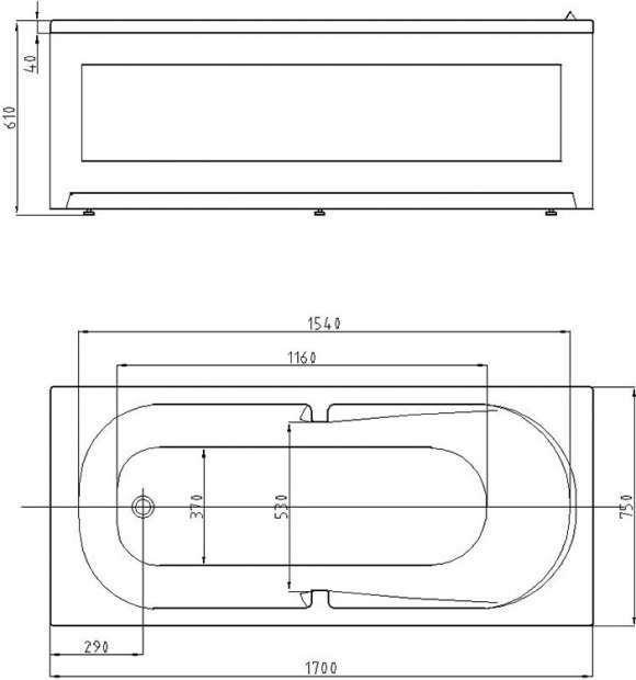 Акриловая ванна Aquatek Лея LEY170-0000045 170x75