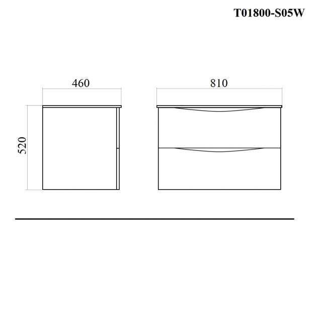 Тумба с раковиной BOND CUBE 80 (T01800-S05W) белый глянец