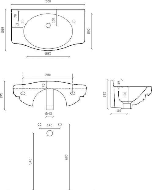 Раковина Galassia Ethos 8430 50 см