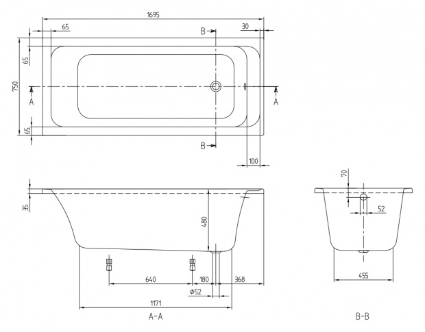 Ванна акриловая Villeroy&Boch Omnia Architectura 170x75 (UBA170ARA2V-01)