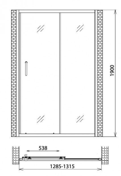 Душевая дверь GEMY VICTORIA 130x190 (S30191E)