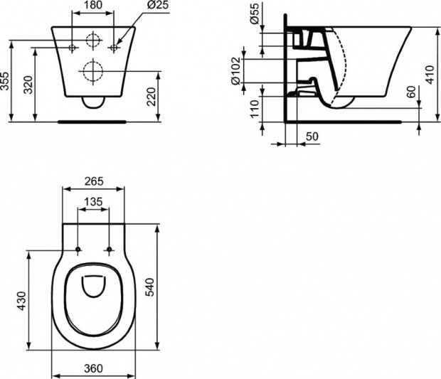 Унитаз подвесной Ideal Stanadrd CONNECT AIR AquaBlade® E0054V3