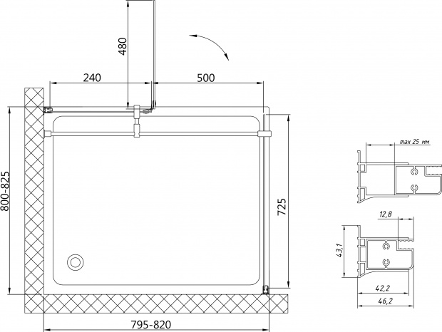 Душевой уголок Vegas Glass AFP-Fis 80x80x189 (AFP-Fis 80 07 01 R)