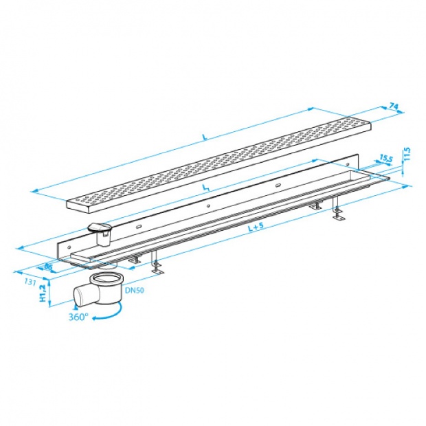 Душевой лоток PLASTBRNO KLASIK 60 (szk0601) L