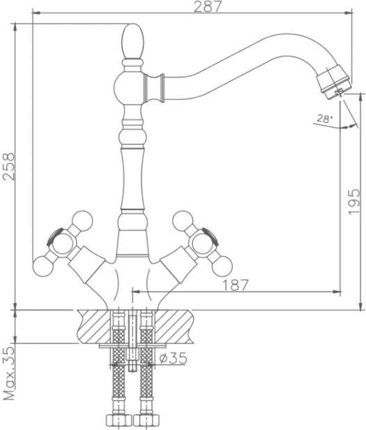 Смеситель для кухни Haiba HB4419-4