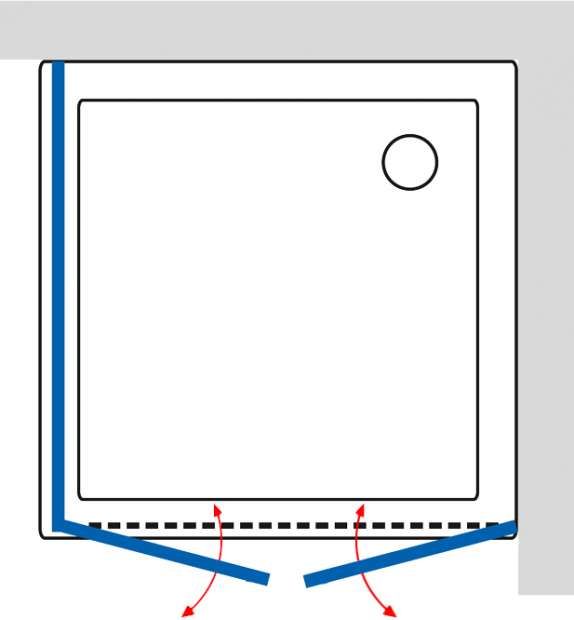 Душевой уголок GuteWetter Practic Square GK-402 правая 80x80 см стекло бесцветное, профиль матовый хром