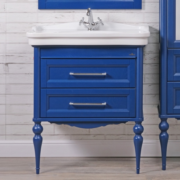 Комплект мебели ValenHouse Эстетика 80, синяя, подвесная, ручки хром