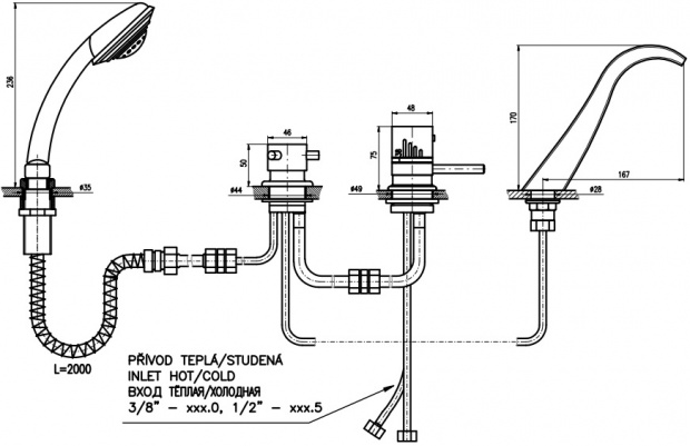 Термостат на борт ванны RAV SLEZAK DUNAJ TERMOSTAT (DT261.5P)