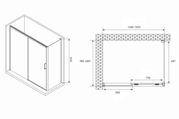 Душевой уголок ABBER KOMFORT 150x100x200 (AG93150-S102)