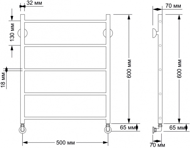 Полотенцесушитель водяной Secado Триада 1 50x60, бронза