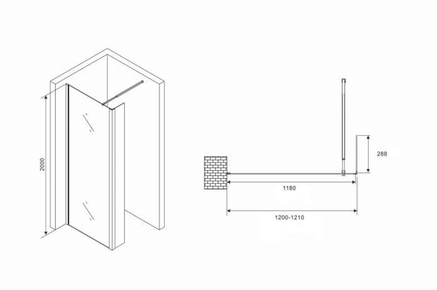 Душевая перегородка ABBER IMMER OFFEN 120x200 (AG66120B)