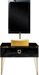Комплект мебели Armadi Art Lucido 100 черная глянцевая, раковина 878-G