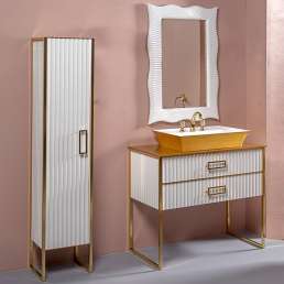 Комплект мебели Armadi Art Monaco 100 с золотой столешницей белая, золото