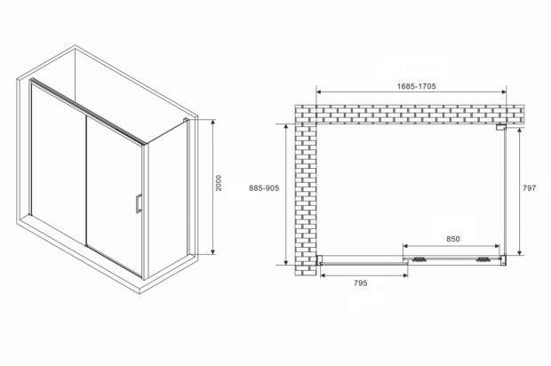 Душевой уголок ABBER KOMFORT 170x90x200 (AG93170-S92)