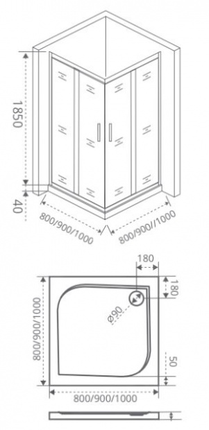 Душевой уголок GOOD DOOR INFINITY 80x80 (INFINITY CR-80-W-CH)
