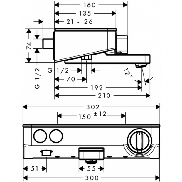 Термостат для ванны с душем HANSGROHE SELECT (13151000)