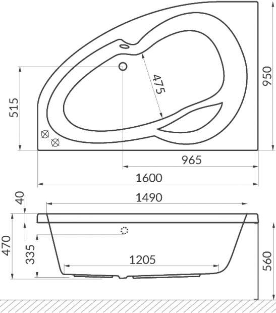 Акриловая ванна Excellent Newa WAEX.NEL16.LINE 160x95 L