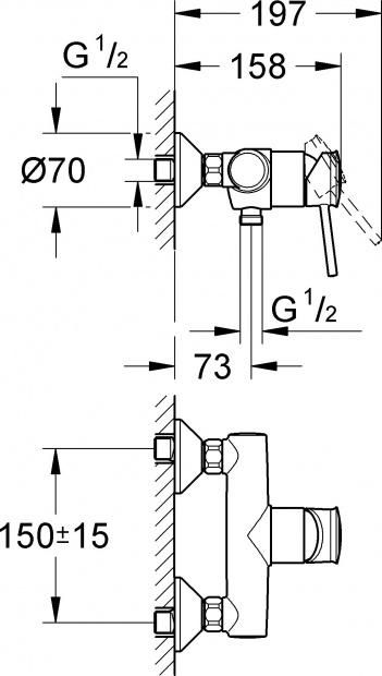 Смеситель для душа GROHE BAUCLASSIC (32867000)