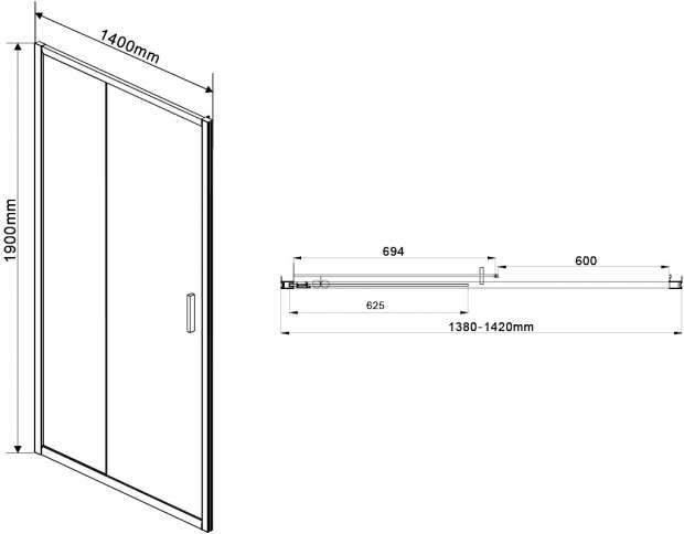 Душевая дверь в нишу Vincea Garda VDS-1G140CLB 140 см, профиль черный, стекло прозрачное