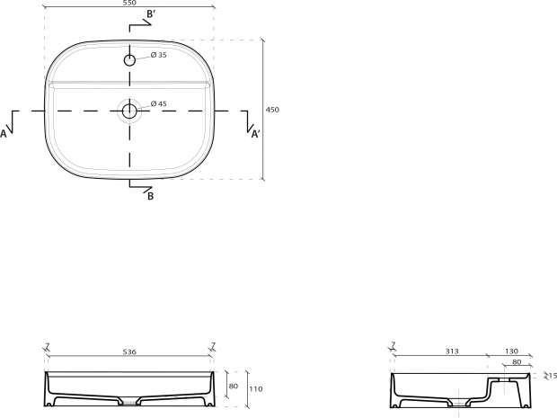 Раковина Galassia SmartB 7401 55x45