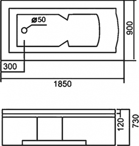 Ванна гидромассажная Gemy 185x90 (G9057-II K (R))