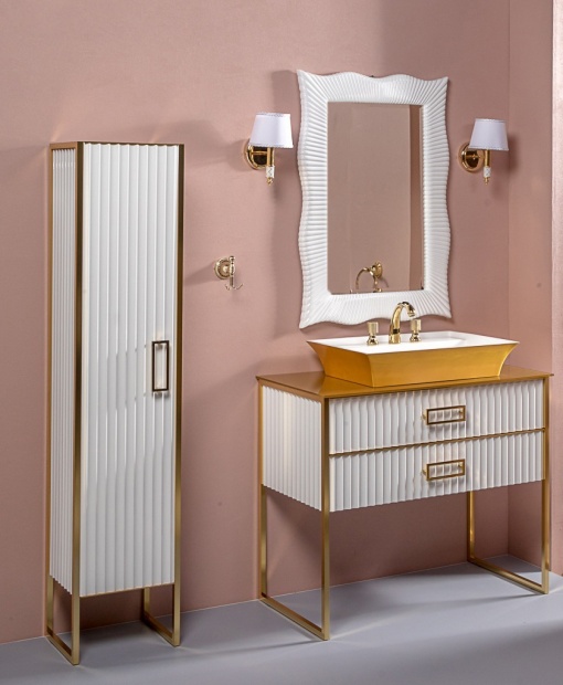 Комплект мебели Armadi Art Monaco 100 с золотой столешницей белая, золото