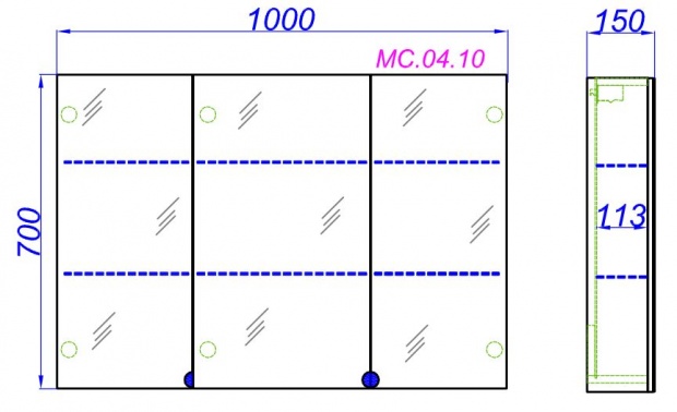 Зеркало-шкаф AQWELLA MC 100 белое (МС.04.10)