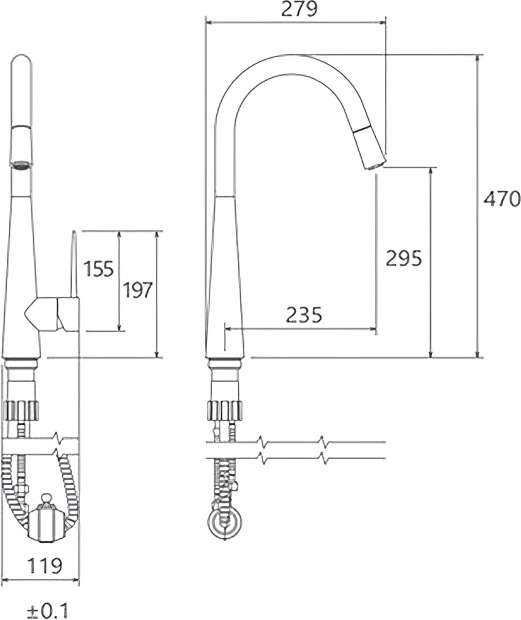 Смеситель для кухни Shouder Iten 0300608 с гибким изливом