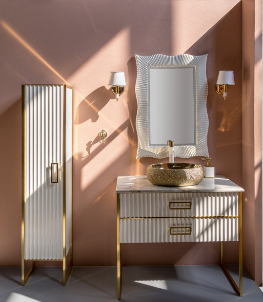 Комплект мебели Armadi Art Monaco 100 столешницей из мрамора белая, золото