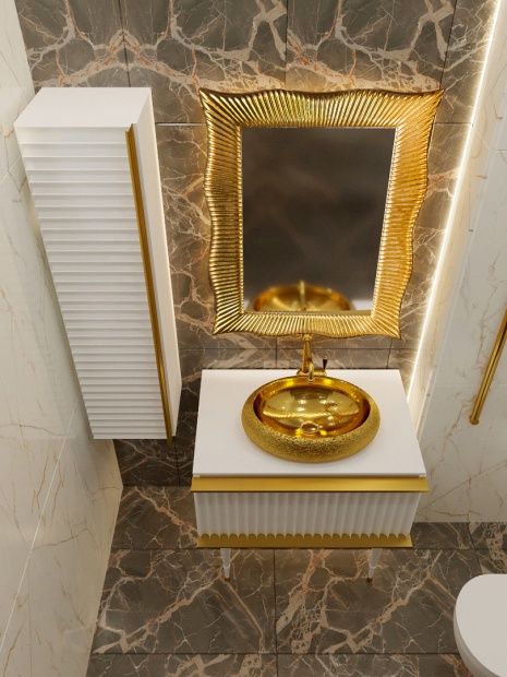 Тумба с раковиной Armadi Art Vallessi Avangarde 80 белая, золото