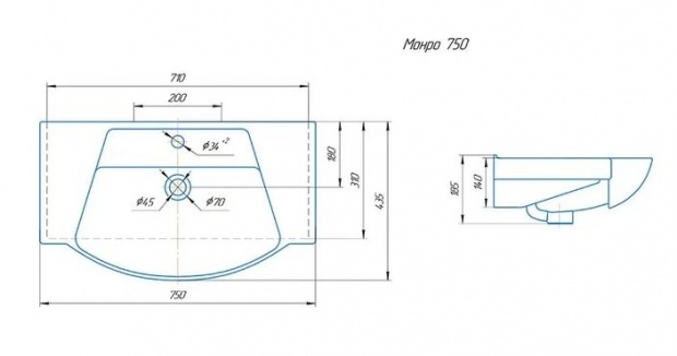 Тумба с раковиной Opadiris Клио 75 нагал