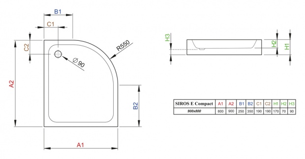 Поддон акриловый RADAWAY SIROS E90x80 (SBE8917-1L) L