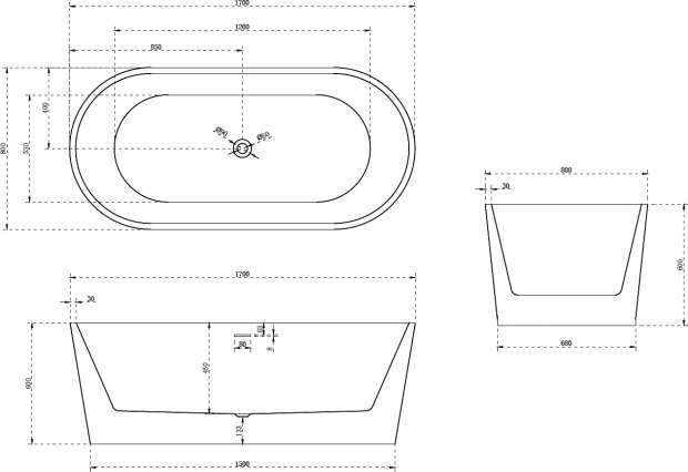 Акриловая ванна Abber AB9209MB 170x80