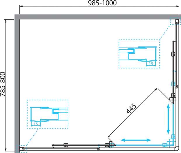 Душевой уголок BelBagno Due AH 2 100/80 C-Cr