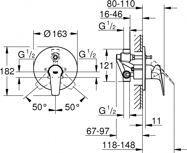 Смеситель для ванны с душем GROHE STARTFLOW 29117000 хром