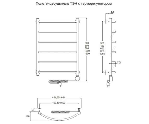 Полотенцесушитель электрический BRONZE DE LUXE ДЕКОР 80х40 (800х400 Эл Декор (Черный))