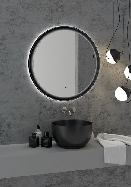 Зеркало круглое Art&Max Napoli 80 черное